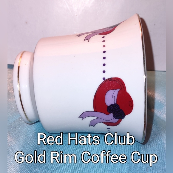Red Hat Society Porcelain Tea Cup & Saucer Gold Trim - Picture 10 of 11